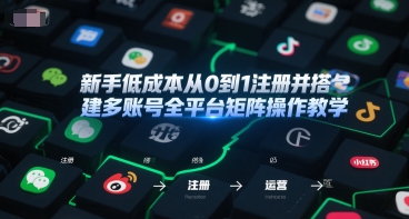 新手低成本从0到1注册并搭建多账号全平台矩阵操作教学，手机号-邮箱-IP-工具-佳佳云创网