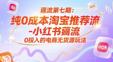 薅流第七期：纯0成本淘宝推荐流-小红书薅流最新版目，0投入的电商无货源玩法（附赠往期）-佳佳云创网