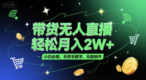 带货无人直播，轻松月入2W+，小白必做，手把手教学，无脑操作(附学习资料)-佳佳云创网