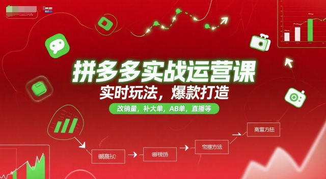 拼多多实战运营课，实时玩法，爆款打造，改销量，补大单，AB单，直播等（更新2025月）-佳佳云创网