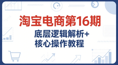 淘宝电商第16期，底层逻辑解析+核心操作教程，运营、推广提升能力的必学课程+配套资料-佳佳云创网
