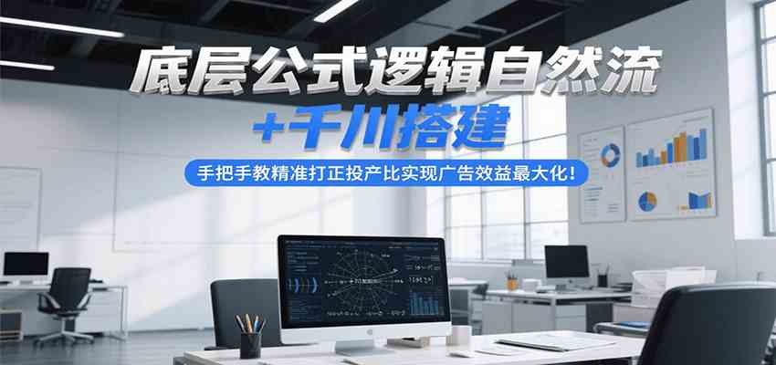 底层公式逻辑自然流+千川搭建，手把手教精准打正投产比实现广告效益最大化！-佳佳云创网