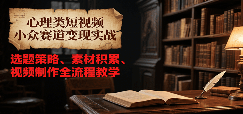 心理类短视频小众赛道变现实战，选题策略、素材积累、视频制作全流程教学-佳佳云创网