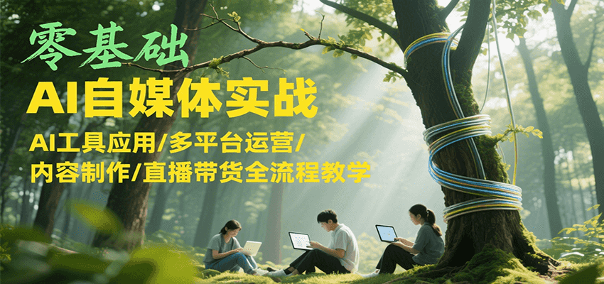 零基础AI自媒体实战，AI工具应用/多平台运营/内容制作/直播带货全流程教学-佳佳云创网