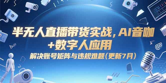 （15280期）半无人直播带货实战，AI音咖+数字人应用 解决账号矩阵与违规难题(更新7月)-佳佳云创网