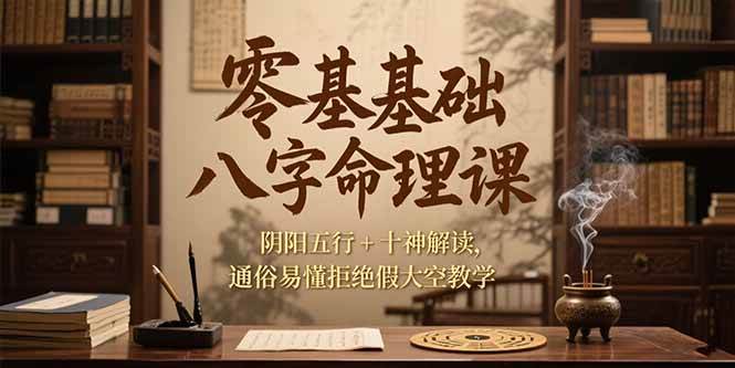 （15283期）零基础八字命理课，阴阳五行+十神解读，通俗易懂拒绝假大空教学-佳佳云创网