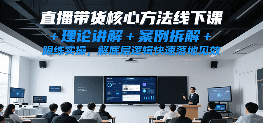 直播带货核心方法线下课，理论讲解+案例拆解+跟练实操，解底层逻辑快速落地见效-佳佳云创网