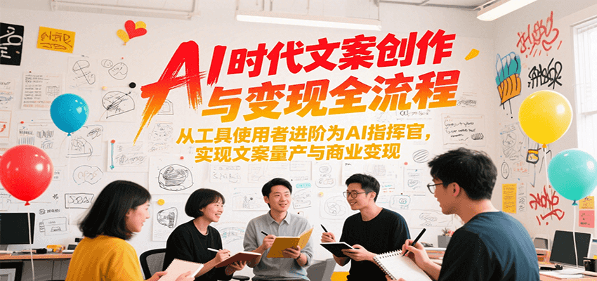 AI时代文案创作与变现全流程，从工具使用者进阶为AI指挥官，实现文案量产与商业变现-佳佳云创网