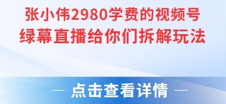 张小伟2980付费额视频号绿幕直播给你们拆解玩法-佳佳云创网