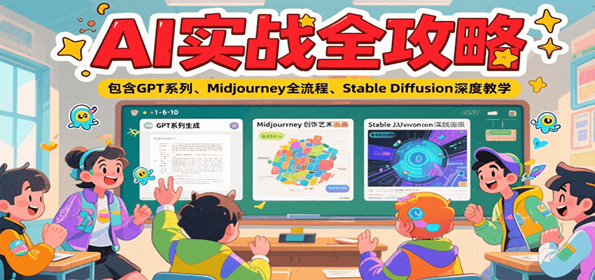 AI实战全攻略，包含GPT系列、Midjourney全流程、Stable Diffusion深度教学-佳佳云创网