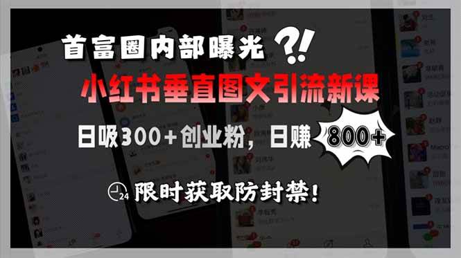 （15313期）首富圈内部曝光小红书垂直图文引流新课，日吸300+创业粉，日赚800+，限…-佳佳云创网