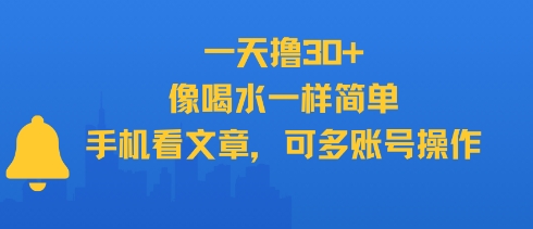 一天撸30+，像喝水一样简单，手机看文章，可多账号操作-佳佳云创网
