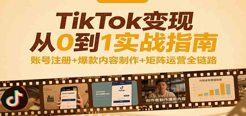 TikTok变现从0到1实战指南：账号注册+爆款内容制作+矩阵运营全链路-佳佳云创网