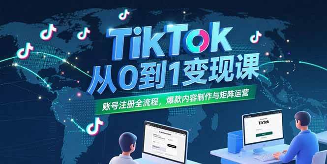 （15346期）TikTok从0到1变现课，账号注册全流程，爆款内容制作与矩阵运营-佳佳云创网