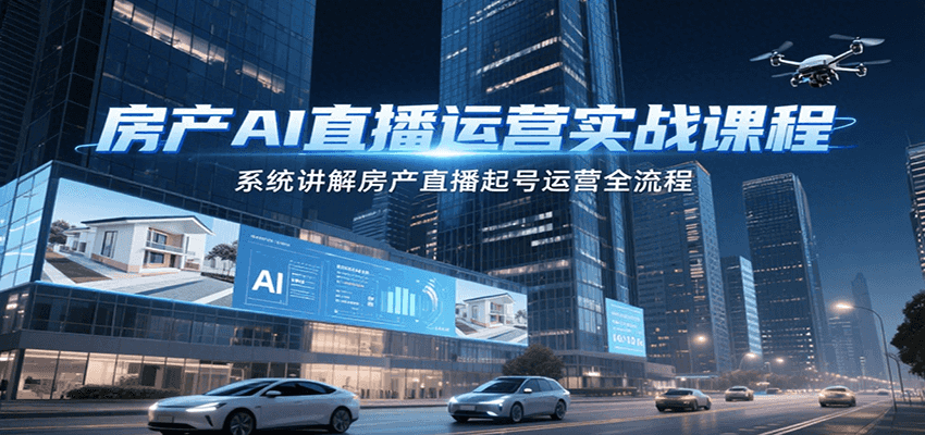 房产AI直播运营实战课程，系统讲解房产直播起号运营全流程-佳佳云创网