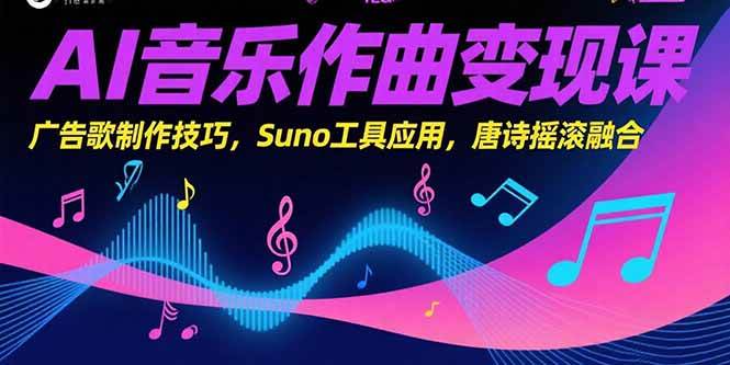 （15370期）AI音乐作曲变现课，广告歌制作技巧，Suno工具应用，唐诗摇滚融合-佳佳云创网