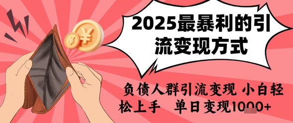 2025年最暴利的引流变现方式，负债人群引流变现，小白轻松上手，日入1k-佳佳云创网