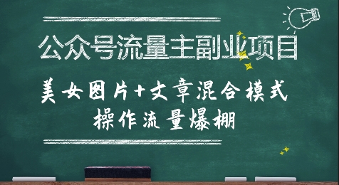 公众号流量主副业项目，美女图片+文章混合模式操作流量爆棚-佳佳云创网