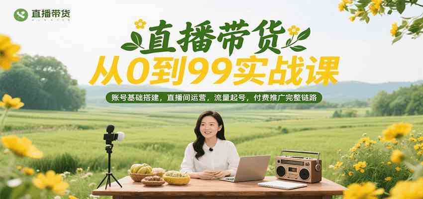 直播带货从0到99实战课，账号基础搭建，直播间运营，流量起号，付费推广完整链路-佳佳云创网