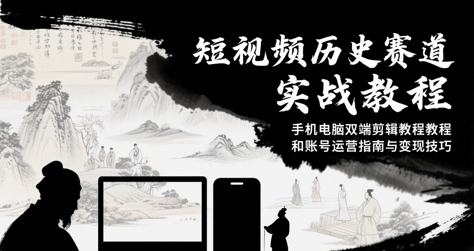 短视频历史赛道实战教程，手机电脑双端剪辑教程和账号运营指南与变现技巧-佳佳云创网