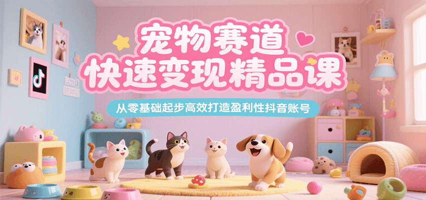 宠物赛道快速变现精品课，从零基础起步高效打造盈利性抖音账号-佳佳云创网