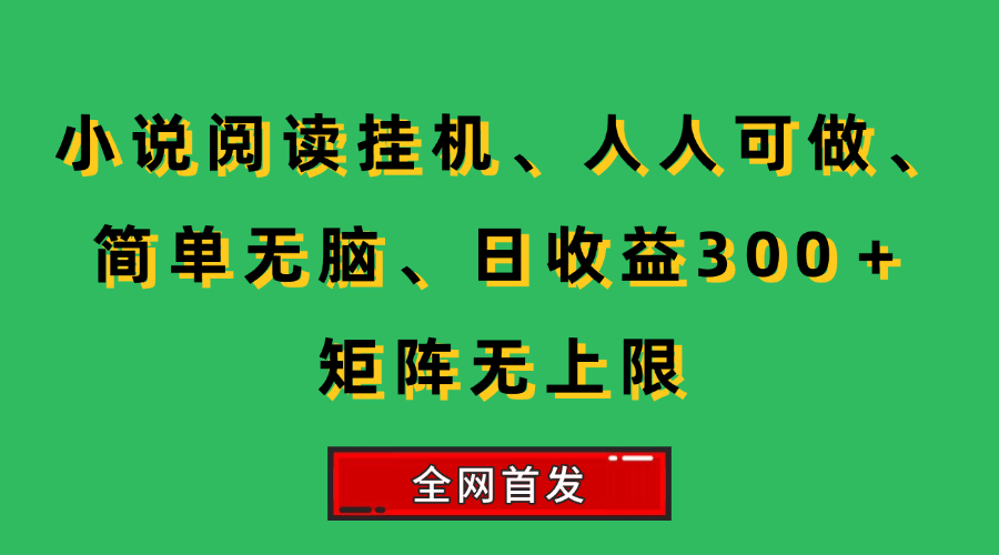 （15413期）小说挂机阅读，人人可做，简单无脑，一天收益300＋矩阵无限上-佳佳云创网