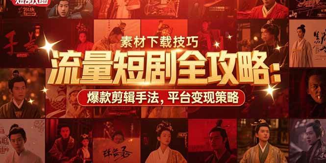 （15431期）流量短剧全攻略：素材下载技巧，爆款剪辑手法，平台变现策略-佳佳云创网