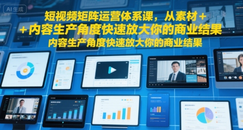 短视频矩阵运营体系课，从素材+内容生产角度快速放大你的商业结果-佳佳云创网
