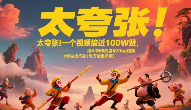 太夸张！一个视频接近100W赞，用AI制作西游记Vlog视频，全流程拆解来了(附万能提示词)-佳佳云创网