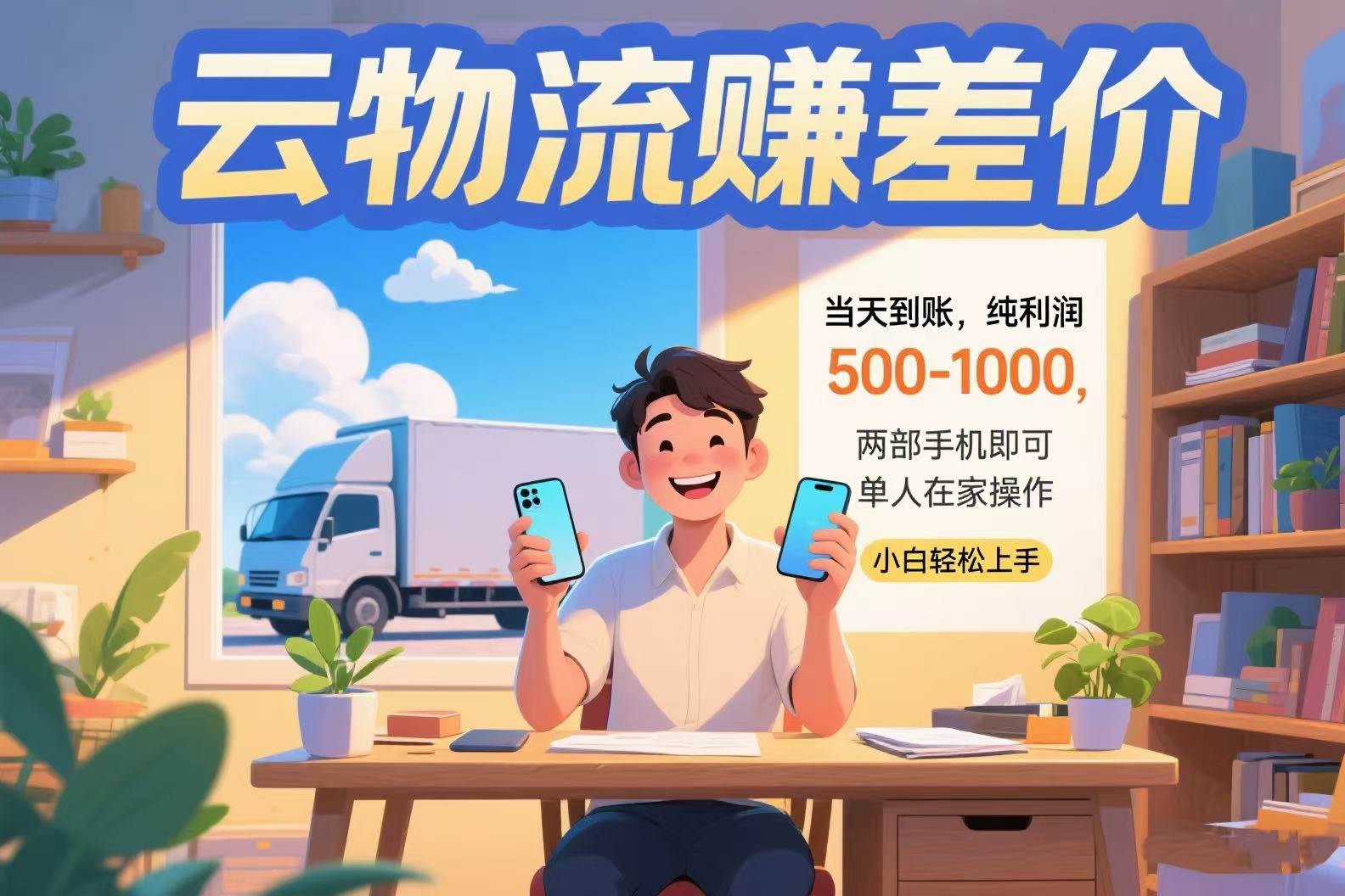 （15492期）云物流赚差价 当天到账纯利润500-1000 两部手机即可 可单人在家操作 小…-佳佳云创网