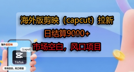 海外版剪映(capcut)拉新，日结算1k+，市场空白，风口项目-佳佳云创网