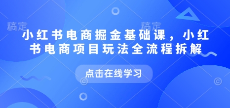 小红书电商掘金课，小红书电商项目玩法全流程拆解（更新7月）-佳佳云创网
