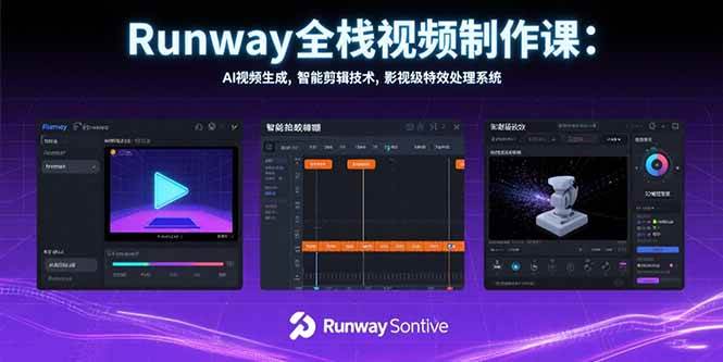 （15515期）Runway全栈视频制作课：AI视频生成，智能剪辑技术，影视级特效处理系统-佳佳云创网