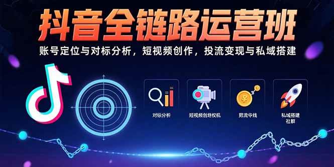 （15525期）抖音全链路运营班：账号定位与对标分析，短视频创作，投流变现与私域搭建-佳佳云创网