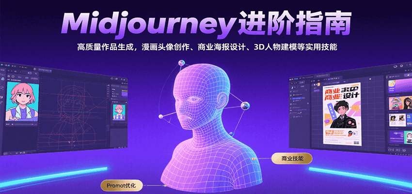 Midjourney进阶指南：高质量作品生成，漫画头像创作、商业海报设计、3D人物建模等-佳佳云创网