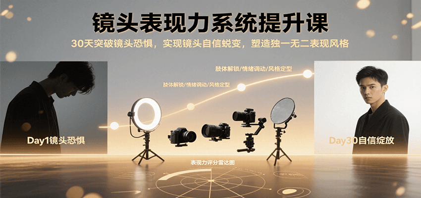 镜头表现力系统提升课，30天突破镜头恐惧实现自信蜕变，塑造独一无二表现风格-佳佳云创网