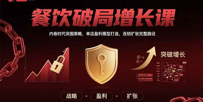 （15541期）餐饮破局增长课：内卷时代突围策略，单店盈利模型打造，连锁扩张完整路径-佳佳云创网
