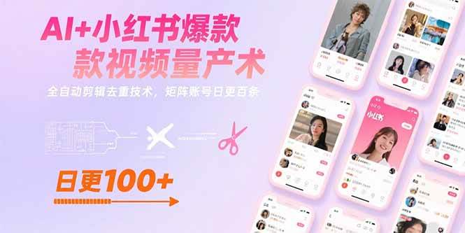 （15542期）AI+小红书爆款视频量产术：全自动剪辑去重技术，矩阵账号日更百条-佳佳云创网