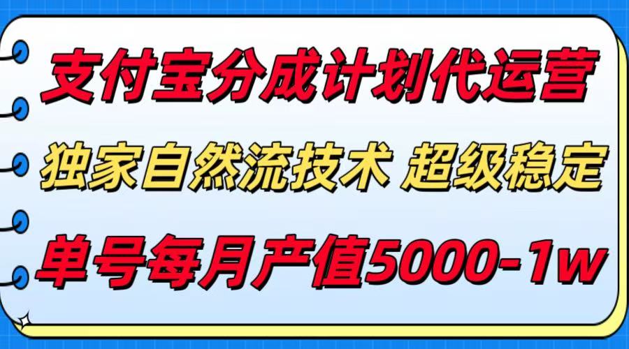 支付宝分成计划代运营，独家自然流技术，收益稳定，单号月产5000＋-佳佳云创网