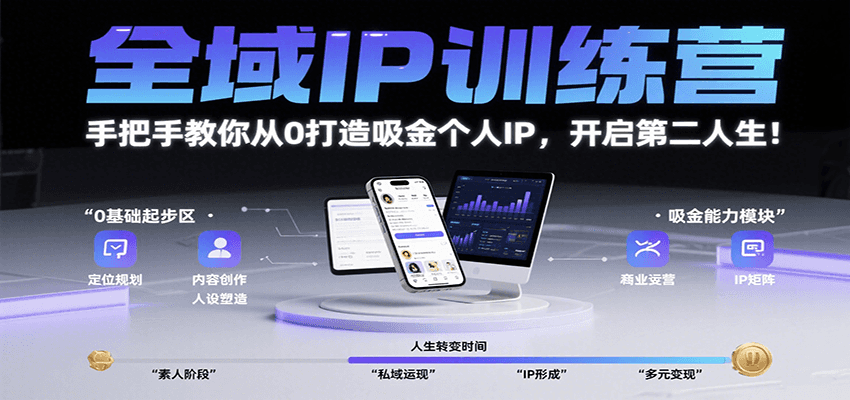 全域IP训练营，手把手教你从0打造吸金个人IP，开启第二人生！-佳佳云创网