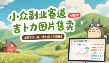 小众副业赛道 吉卜力图片售卖 单日2张+ AI一键生成【附教程】-佳佳云创网