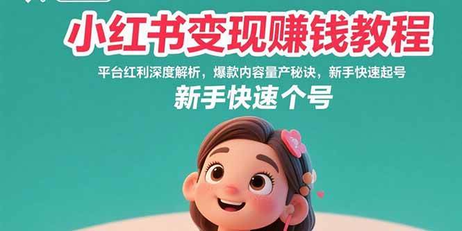 （15559期）小红书变现赚钱教程：平台红利深度解析，爆款内容量产秘诀，新手快速起号-佳佳云创网