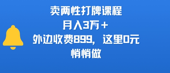 卖两性打牌课程，月入3W+外边收费899的课程，这里0元，悄悄做-佳佳云创网