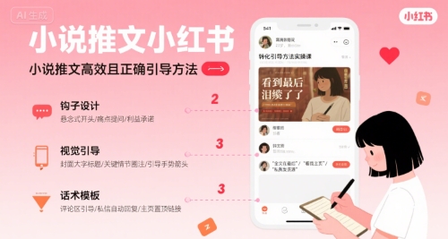 小说推文小红书高转化引导方法实操课，小说推文高效且正确引导方法-佳佳云创网