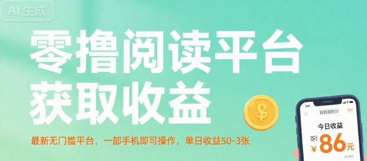 零撸阅读平台获取收益，最新无门槛平台，一部手机即可操作，单日收益50-3张【揭秘】-佳佳云创网