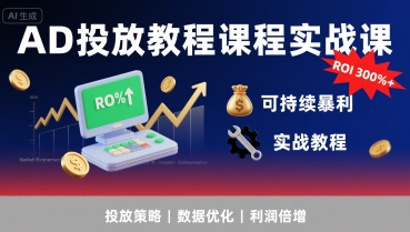 AD投放教程课程实战课，实现广告ROI300%+可持续暴利-佳佳云创网