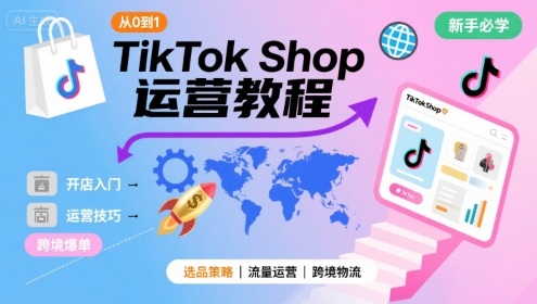 TikTok Shop从0到1运营教程，TikTok跨境电商新手必学课程-佳佳云创网