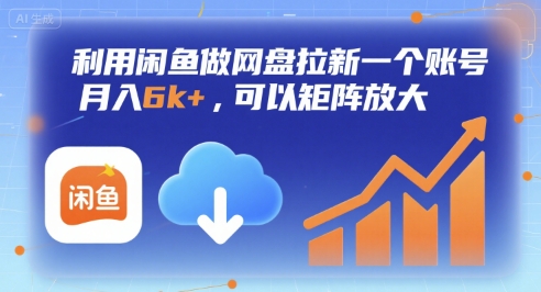 利用闲鱼做网盘拉新一个账号，月入6k+，可以矩阵放大-佳佳云创网