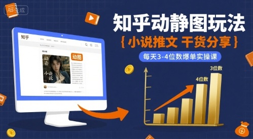 小说推文干货分享之知乎动静图玩法，每天3-4位数爆单实操课-佳佳云创网