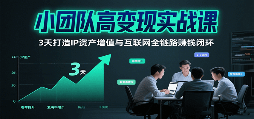 小团队高变现实战课，3天打造IP资产增值与互联网全链路赚钱闭环（第二期）-佳佳云创网